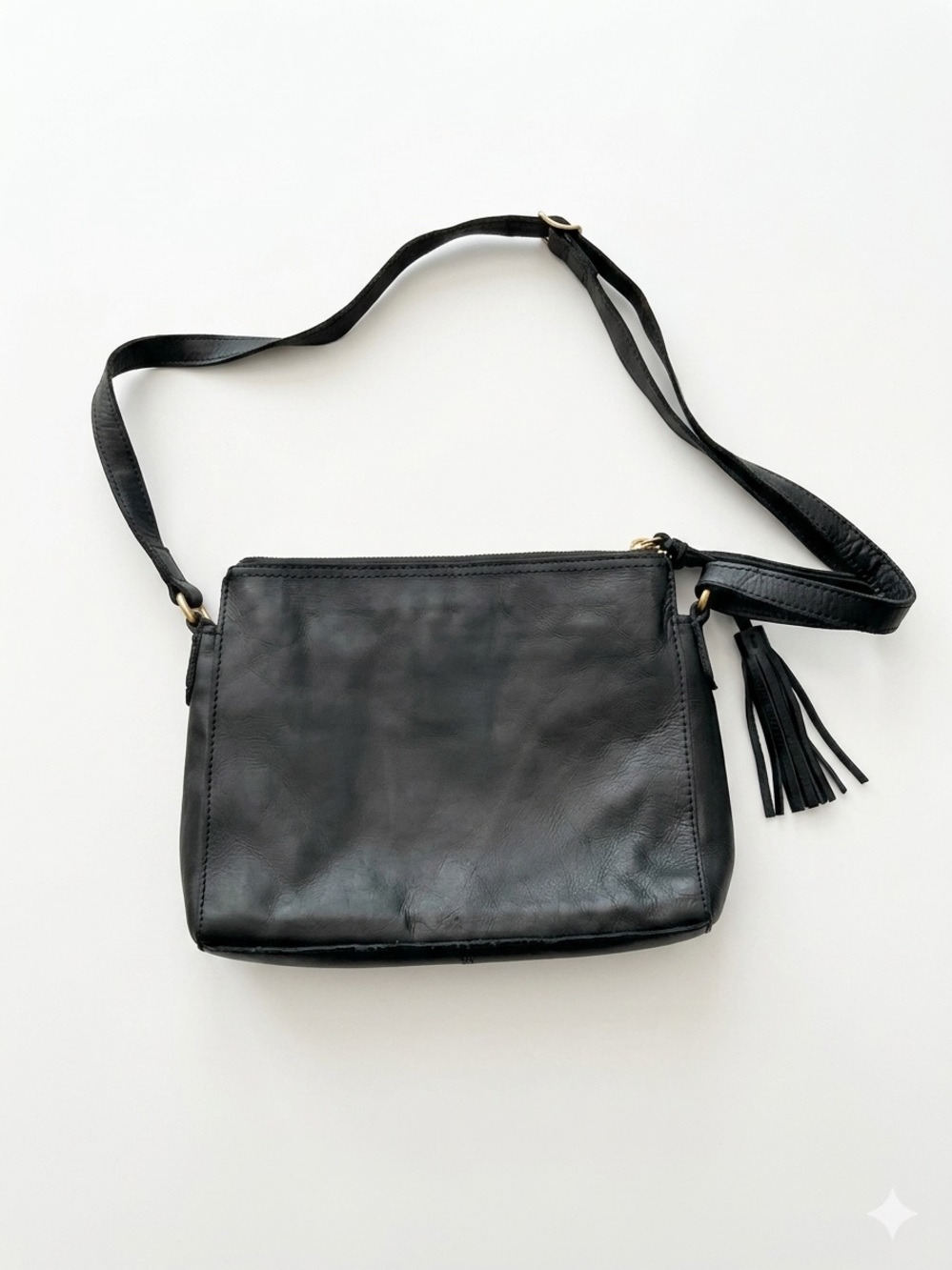 Margot Black Leather Double-Zip Crossbody - Picture 2 of 6